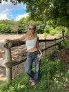 Merle one shoulder-top med blonde - Hvid