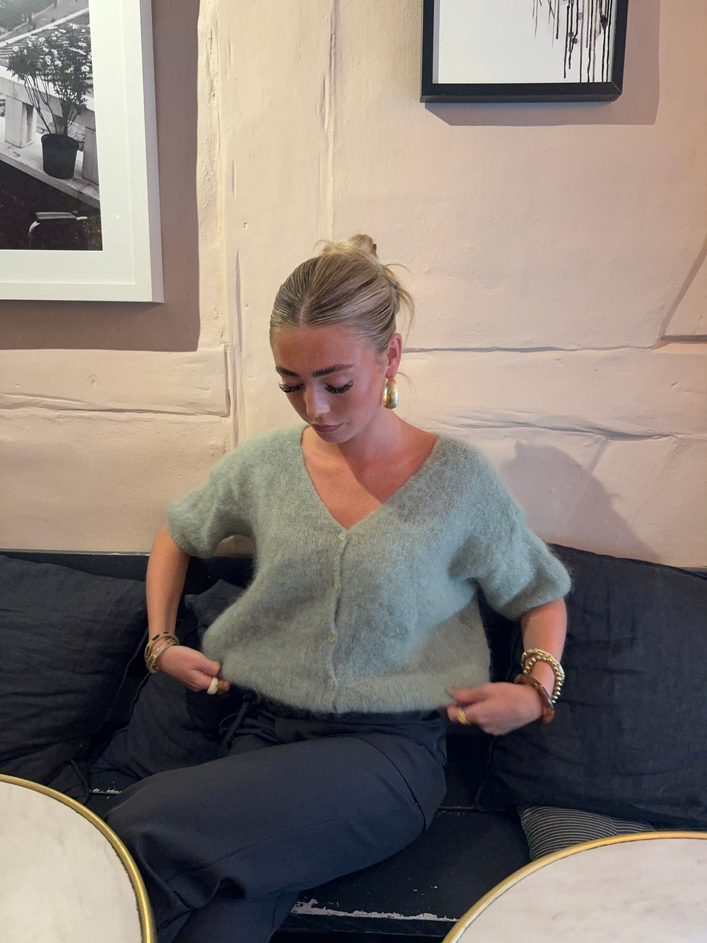Annaly mohair cardigan - Sage grøn