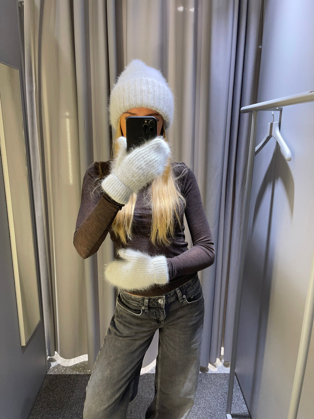 Fluffy handsker - Grå