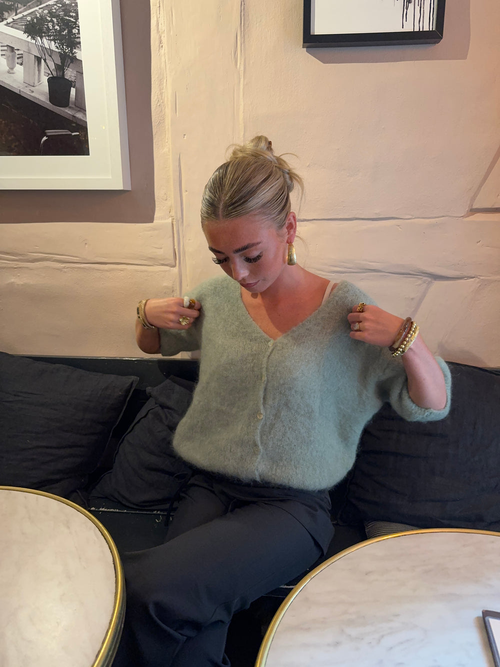 Annaly mohair cardigan - Sage grøn