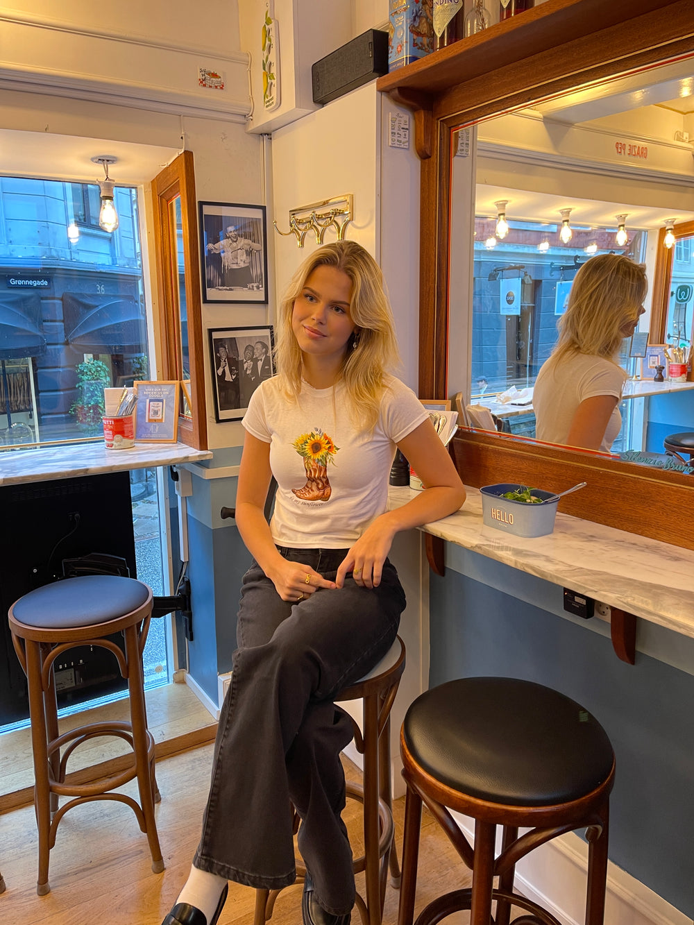"Be my sunflower" baby tee - Hvid
