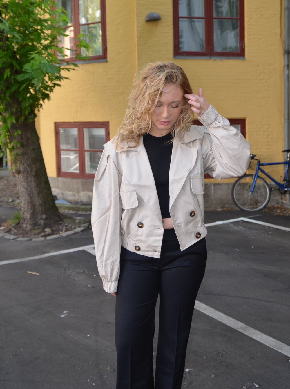 Millie cropped trenchcoat - Beige