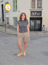 Amaia bermudashorts med hvidt bånd - Beige