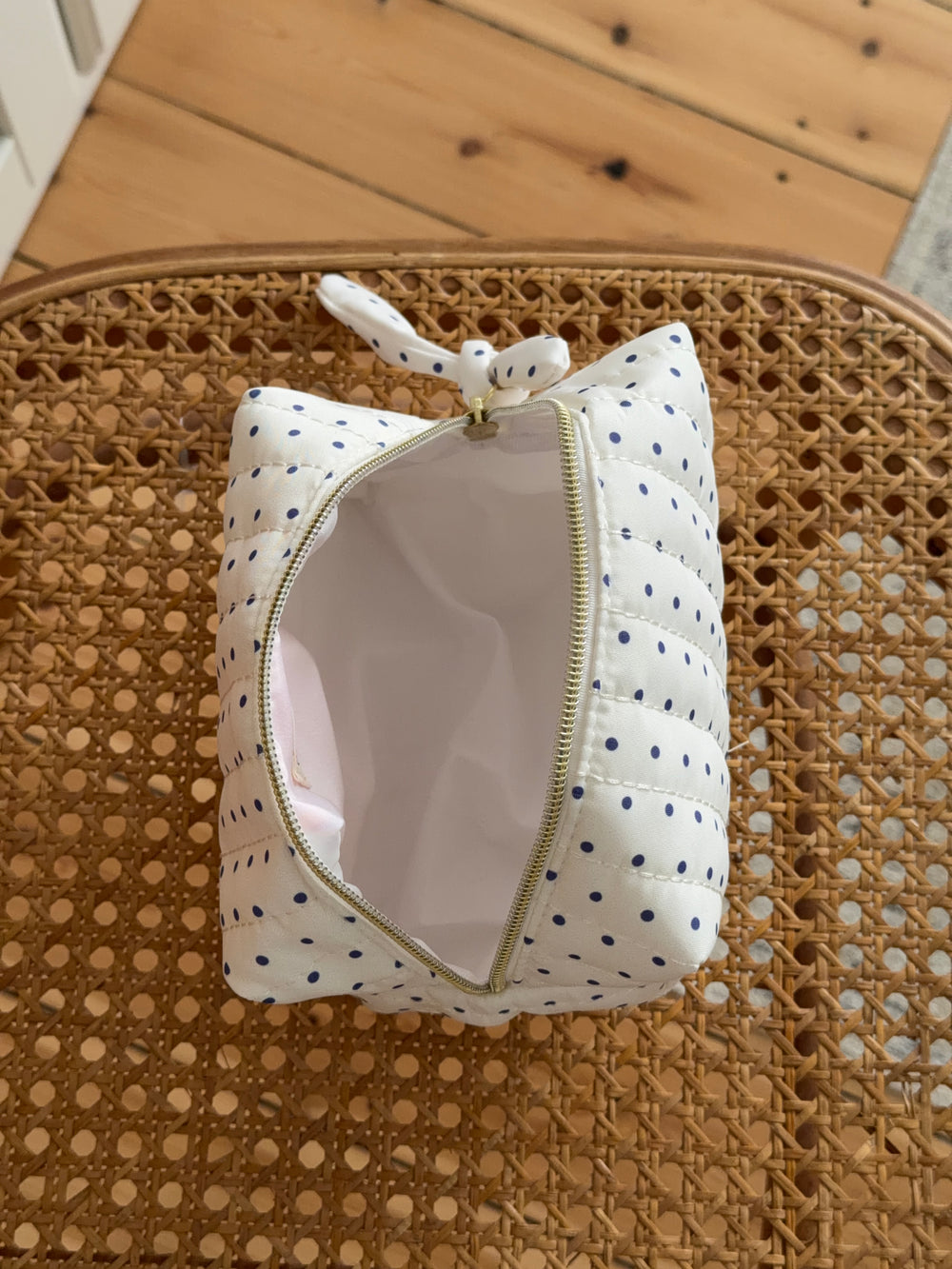 Honey lille toilettaske med prikker - Hvid/navy