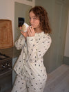 Kyla pyjamasskjorte med halvmåner - Beige