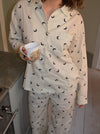 Kyla pyjamasskjorte med halvmåner - Beige