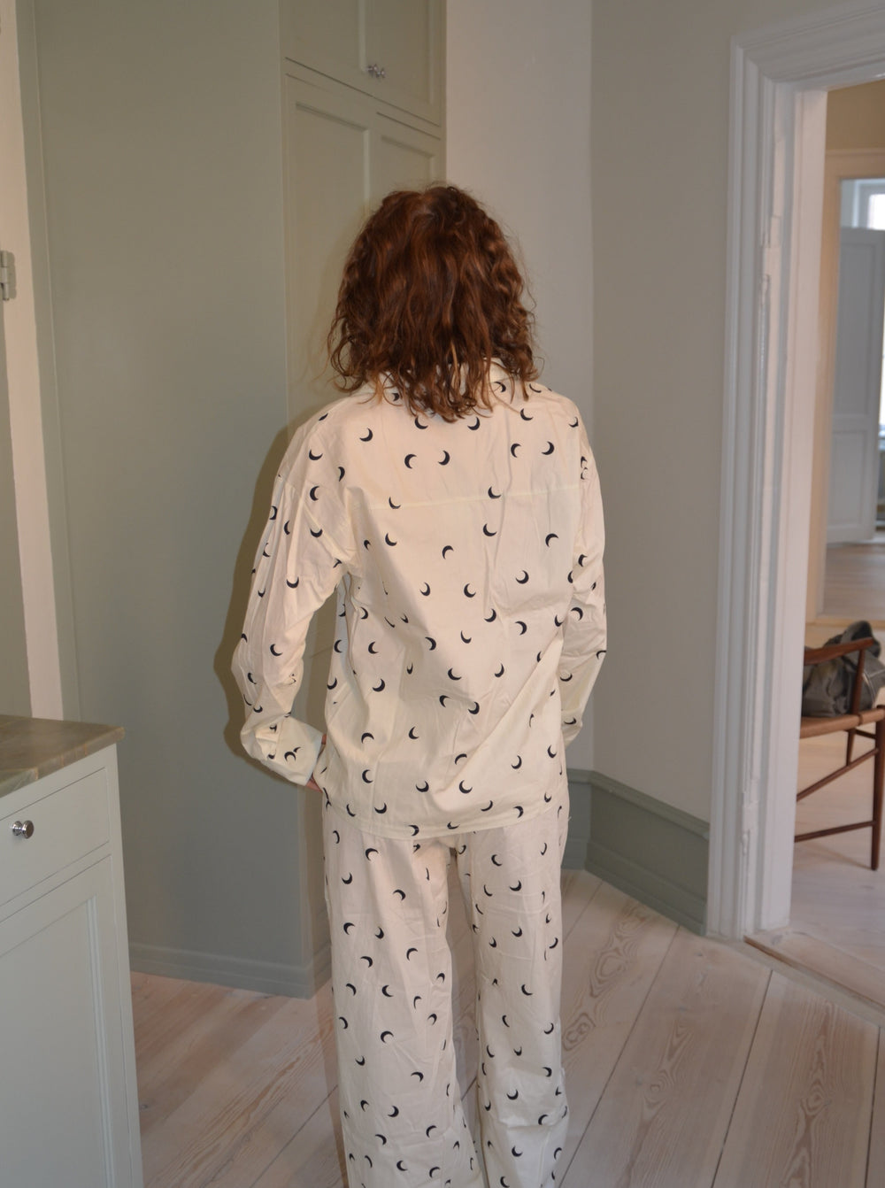 Kyla pyjamasskjorte med halvmåner - Beige