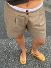 Amaia bermudashorts med hvidt bånd - Beige