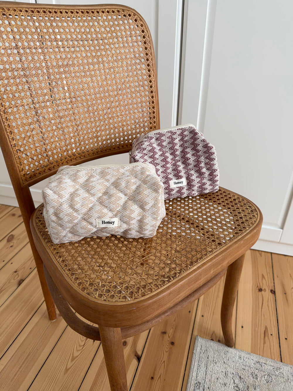 Honey lille toilettaske med mønster - Beige