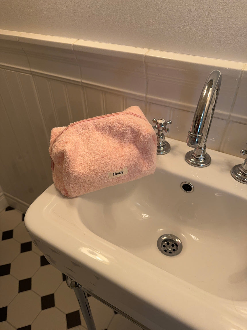 Honey stor toilettaske - Lyserød fluffy