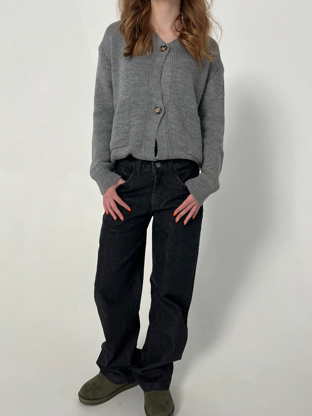 Nuna lavtaljede jeans - Sort