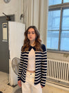 Xenia cardigan med striber - Navy/hvid