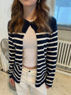 Xenia cardigan med striber - Navy/hvid