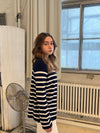 Xenia cardigan med striber - Navy/hvid
