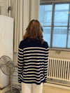 Xenia cardigan med striber - Navy/hvid