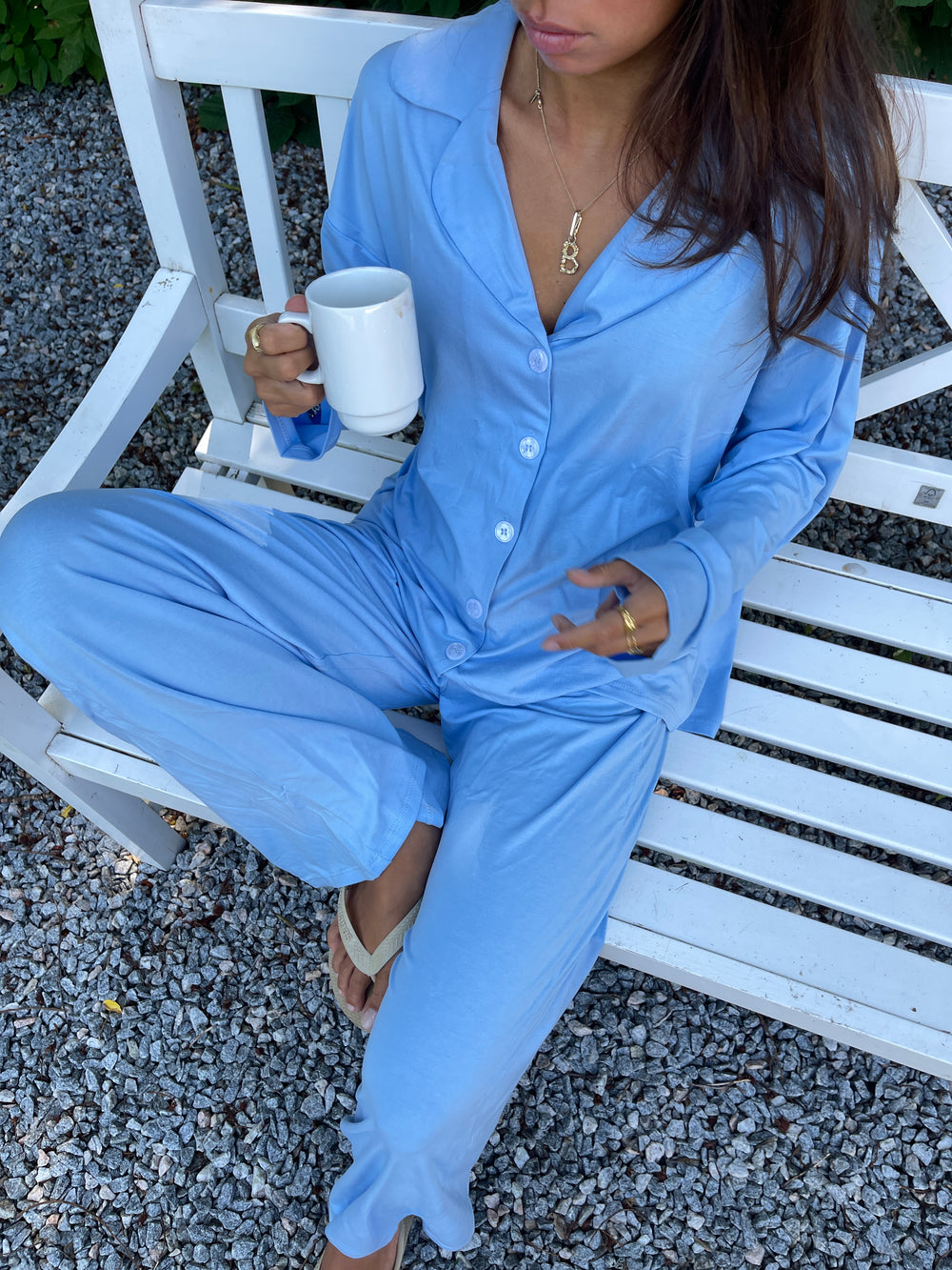 Laura pyjamasskjorte - Lyseblå