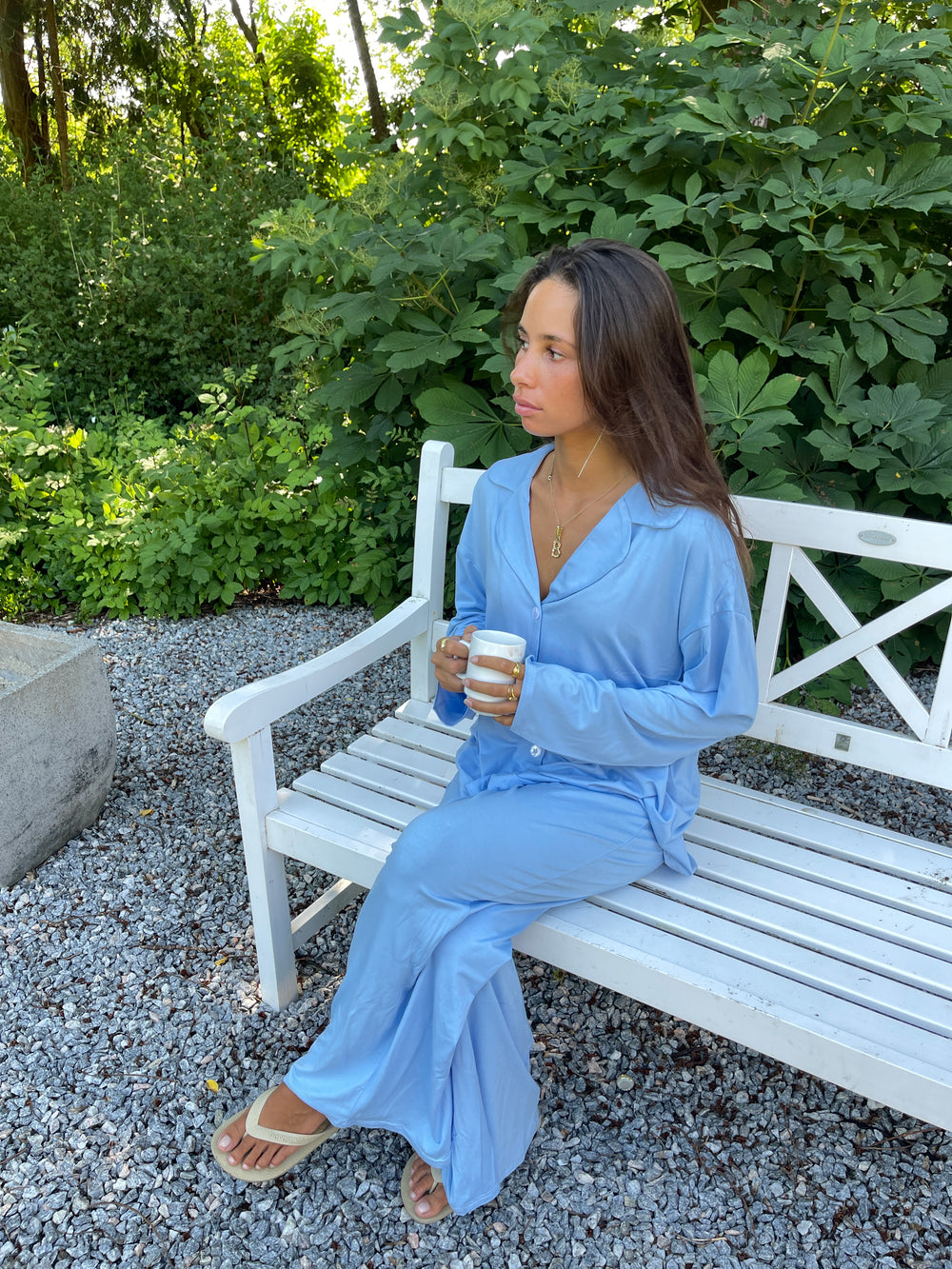 Laura pyjamasskjorte - Lyseblå