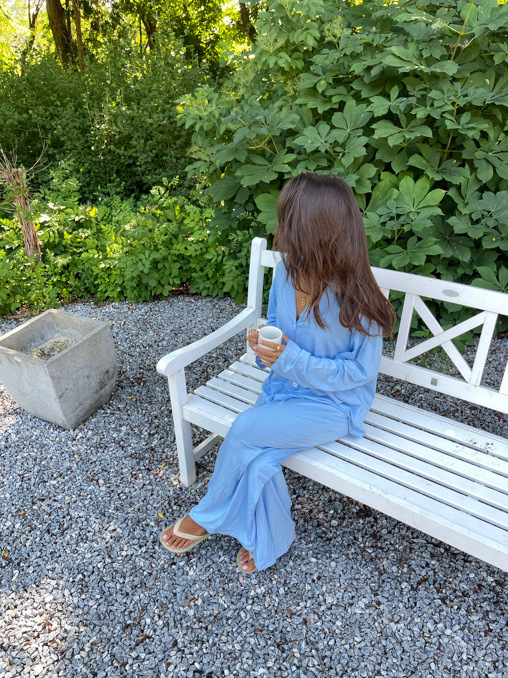 Laura pyjamasskjorte - Lyseblå