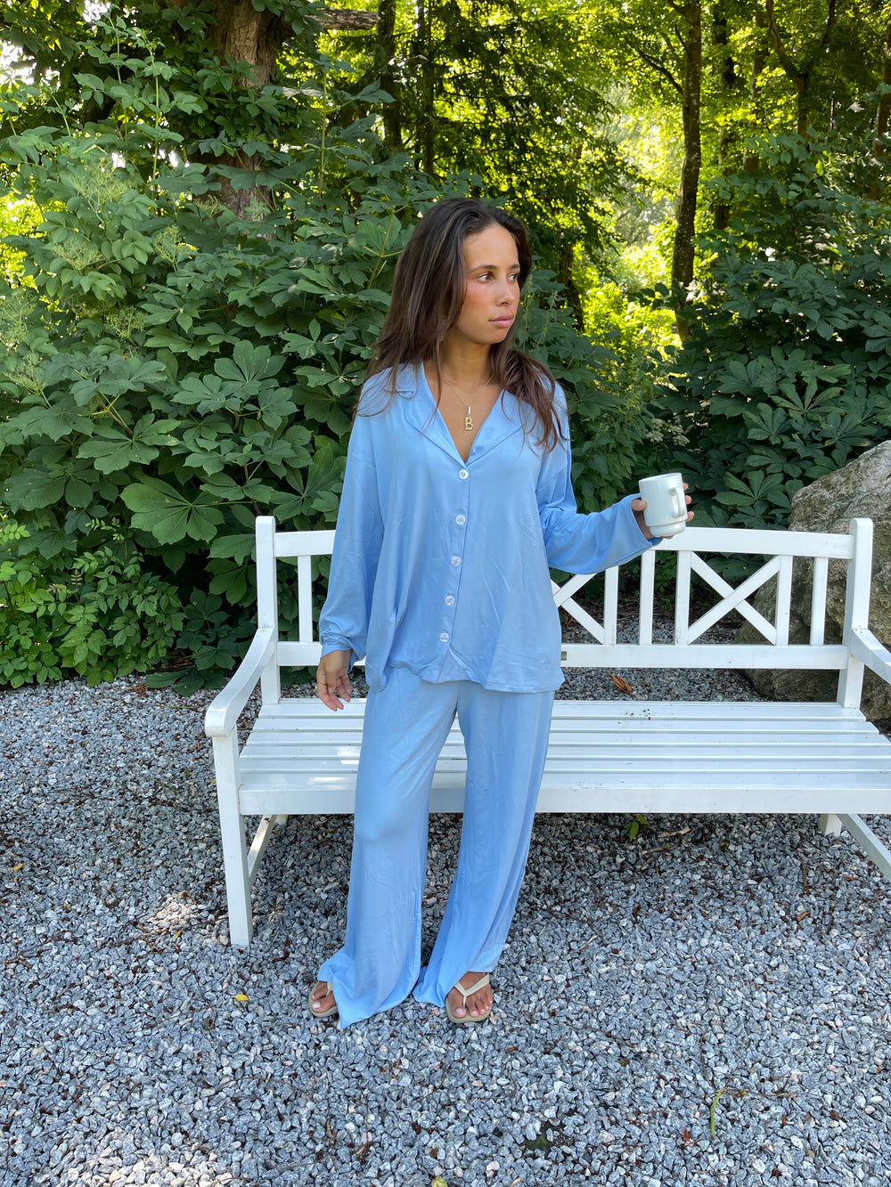Laura pyjamasskjorte - Lyseblå