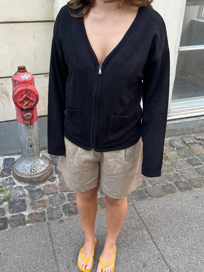 Madison cardigan med lynlås - Sort