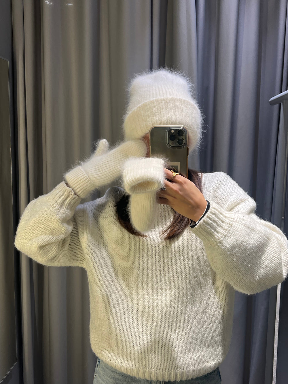 Fluffy handsker - Hvid