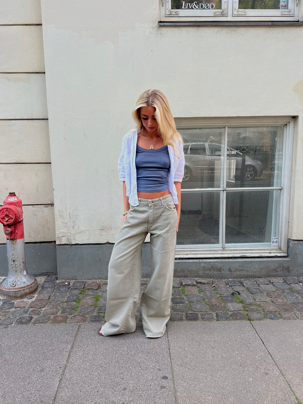 Audrey jeans - Sage grøn