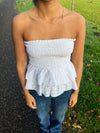 Milla broderi anglaise top - Hvid