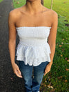 Milla broderi anglaise top - Hvid