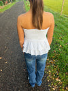 Milla broderi anglaise top - Hvid