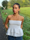 Milla broderi anglaise top - Hvid