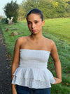 Milla broderi anglaise top - Hvid