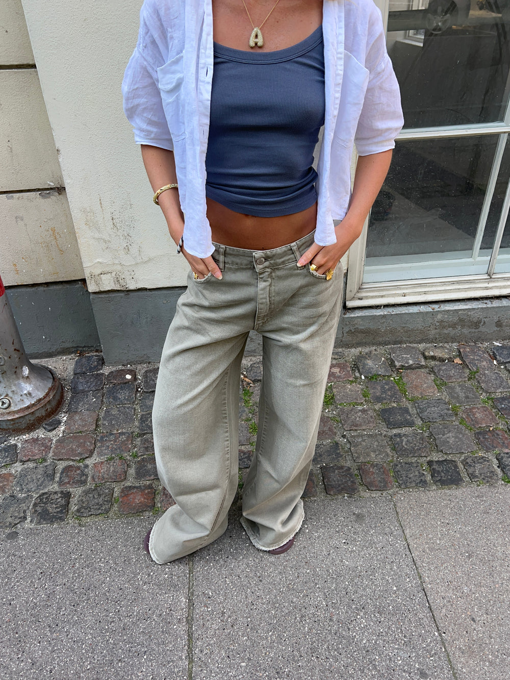 Audrey jeans - Sage grøn