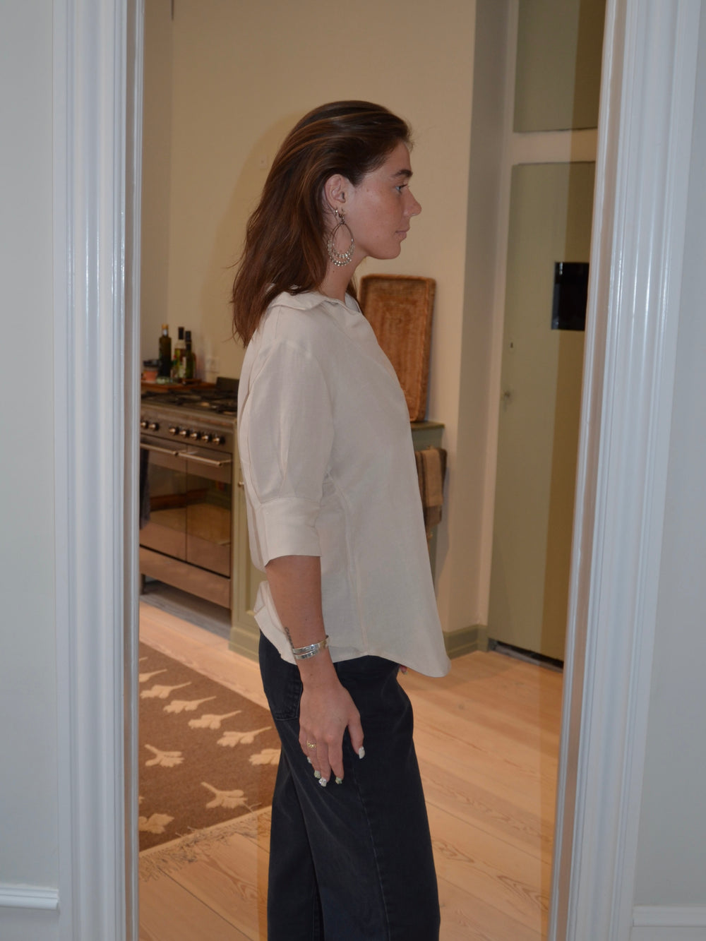 Ria bluse i hørblanding - Beige