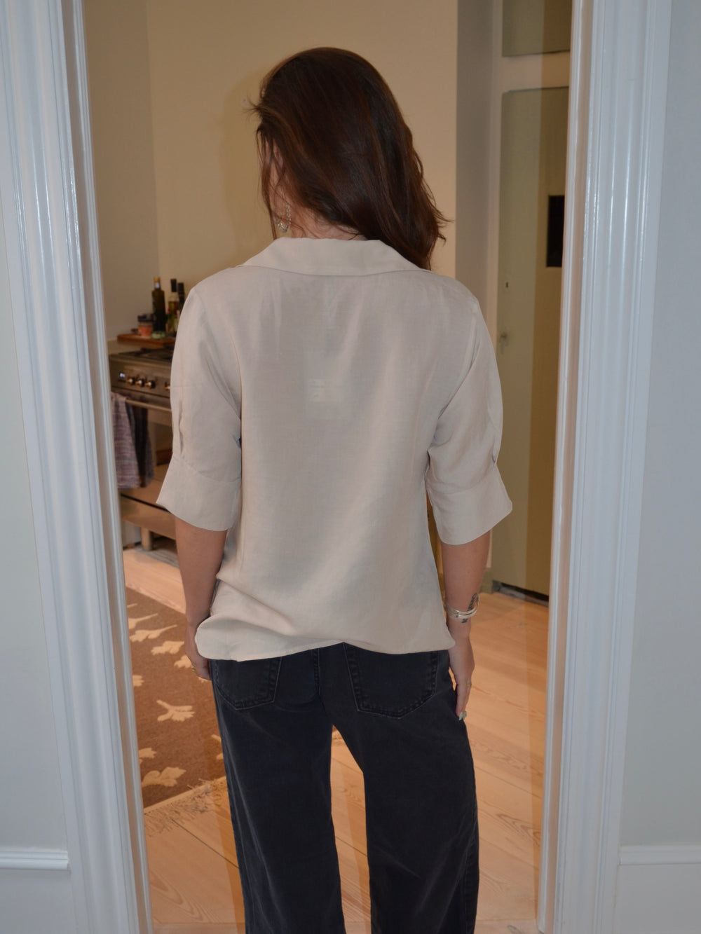 Ria bluse i hørblanding - Beige