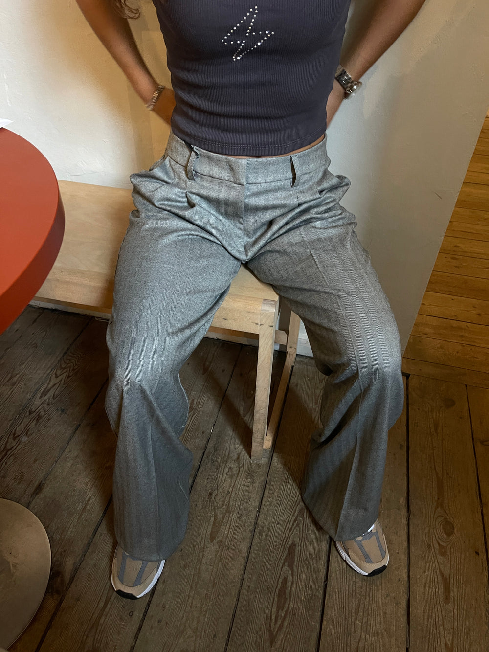 Ellen herringbone bukser - Grå