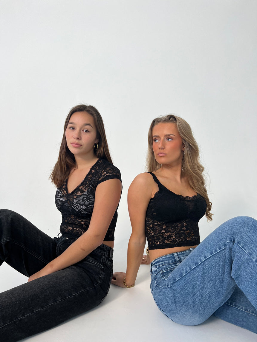 Hemilly bluse med bolder - Sort