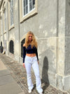 Karo off-shoulder bluse med åben ryg - Navy
