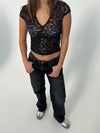 Hemilly bluse med bolder - Sort