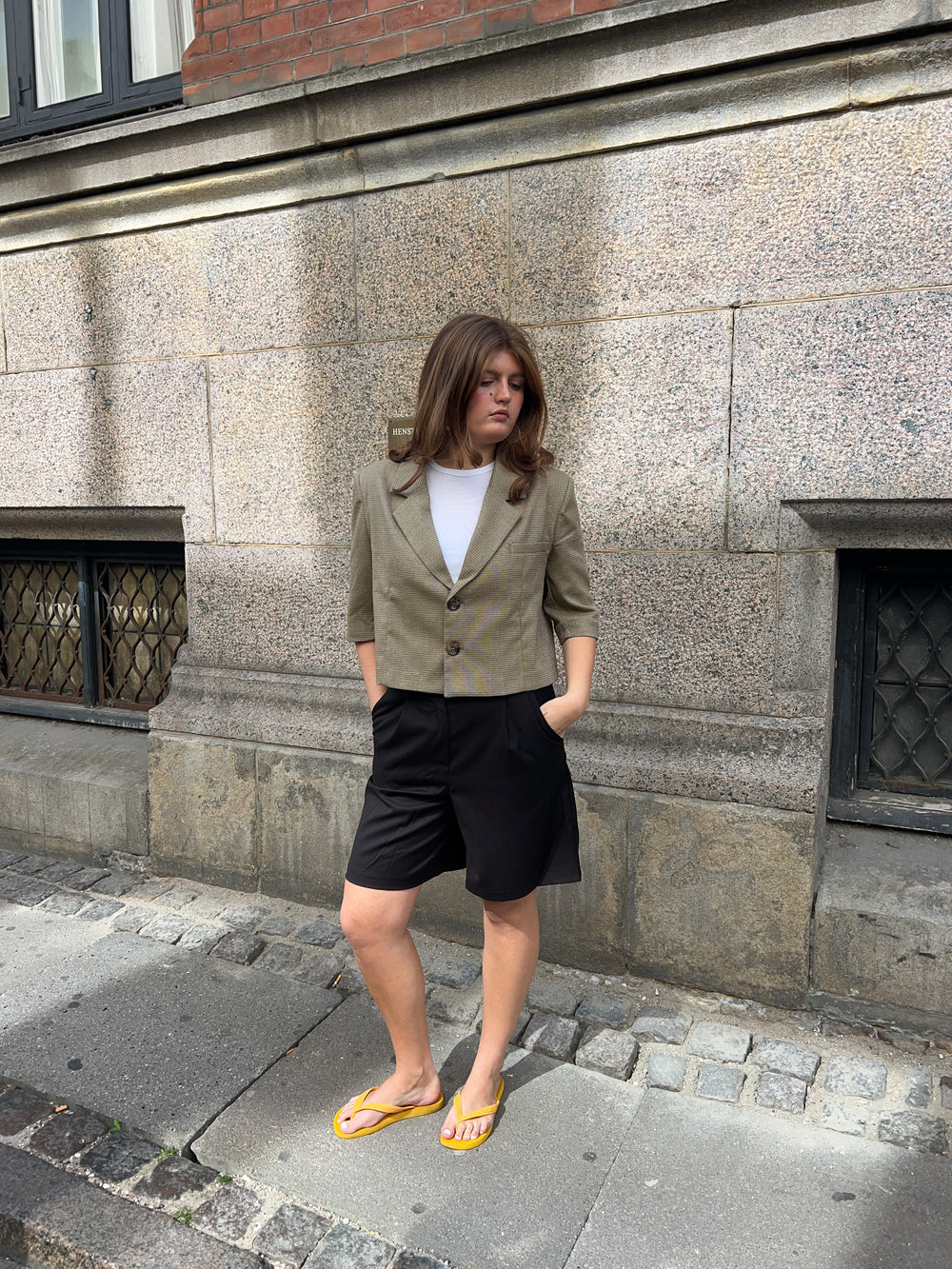 Juliane cropped blazer i tern - Grøn