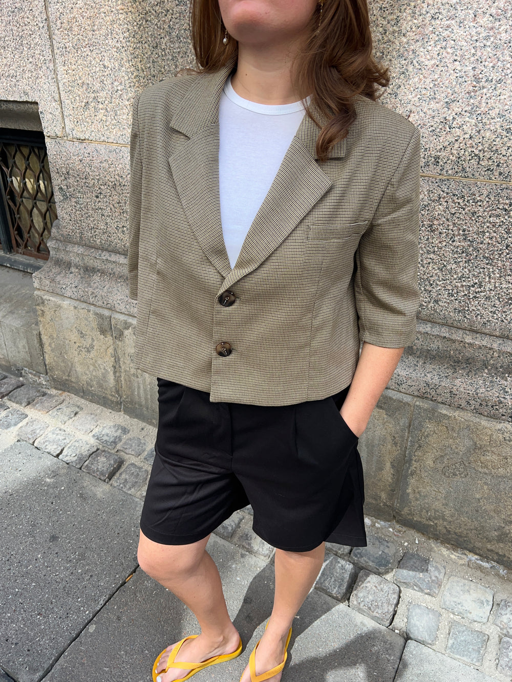Juliane cropped blazer i tern - Grøn