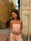 Aura stribet top - Orange/hvid