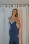 Tena kjole med blondedetaljer - Navy/hvid