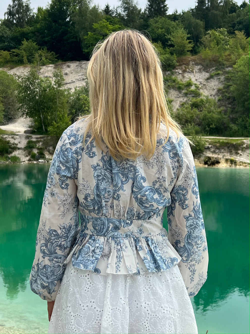 Agathe bluse - hvid/blå
