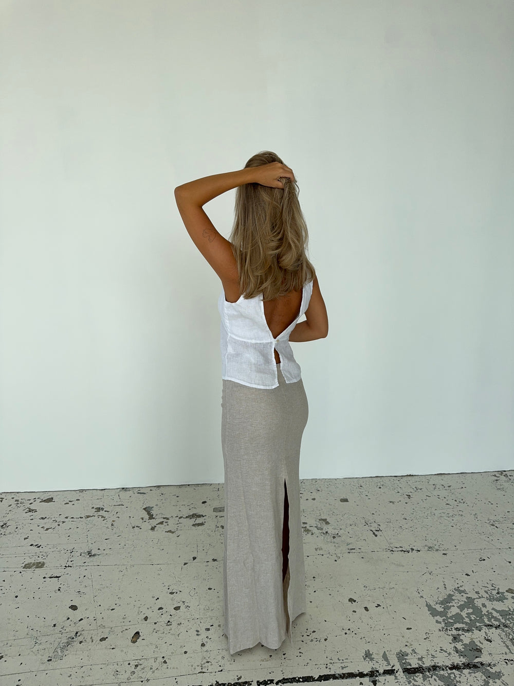 Lucy maxinederdel i hør - Beige
