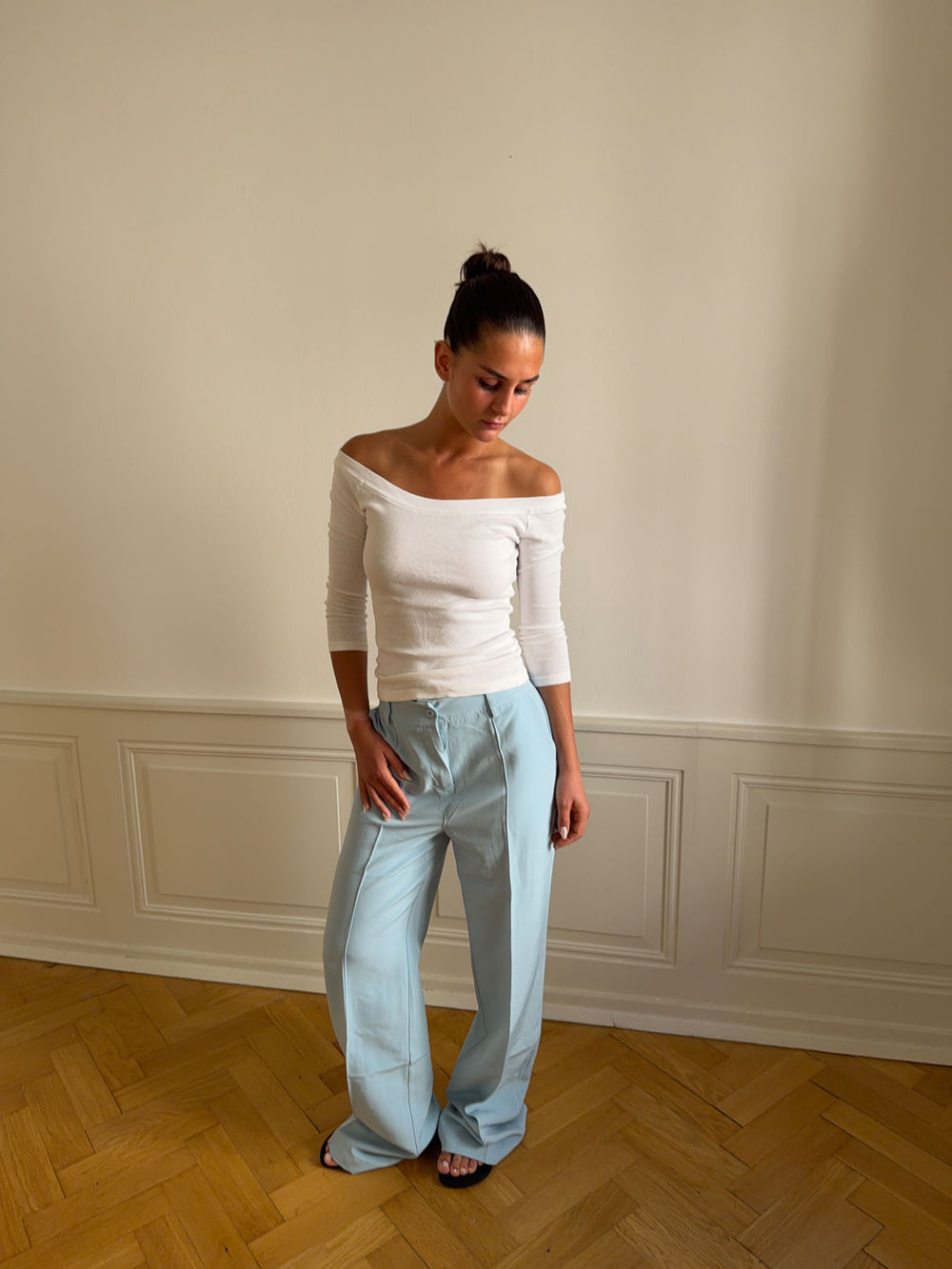 Classic wide bukser - Babyblå