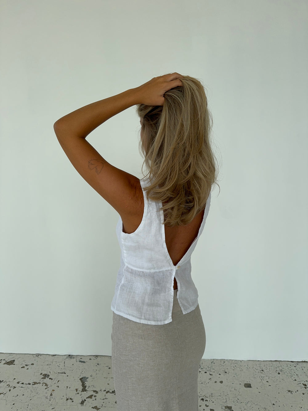 Emina hørtop - Hvid