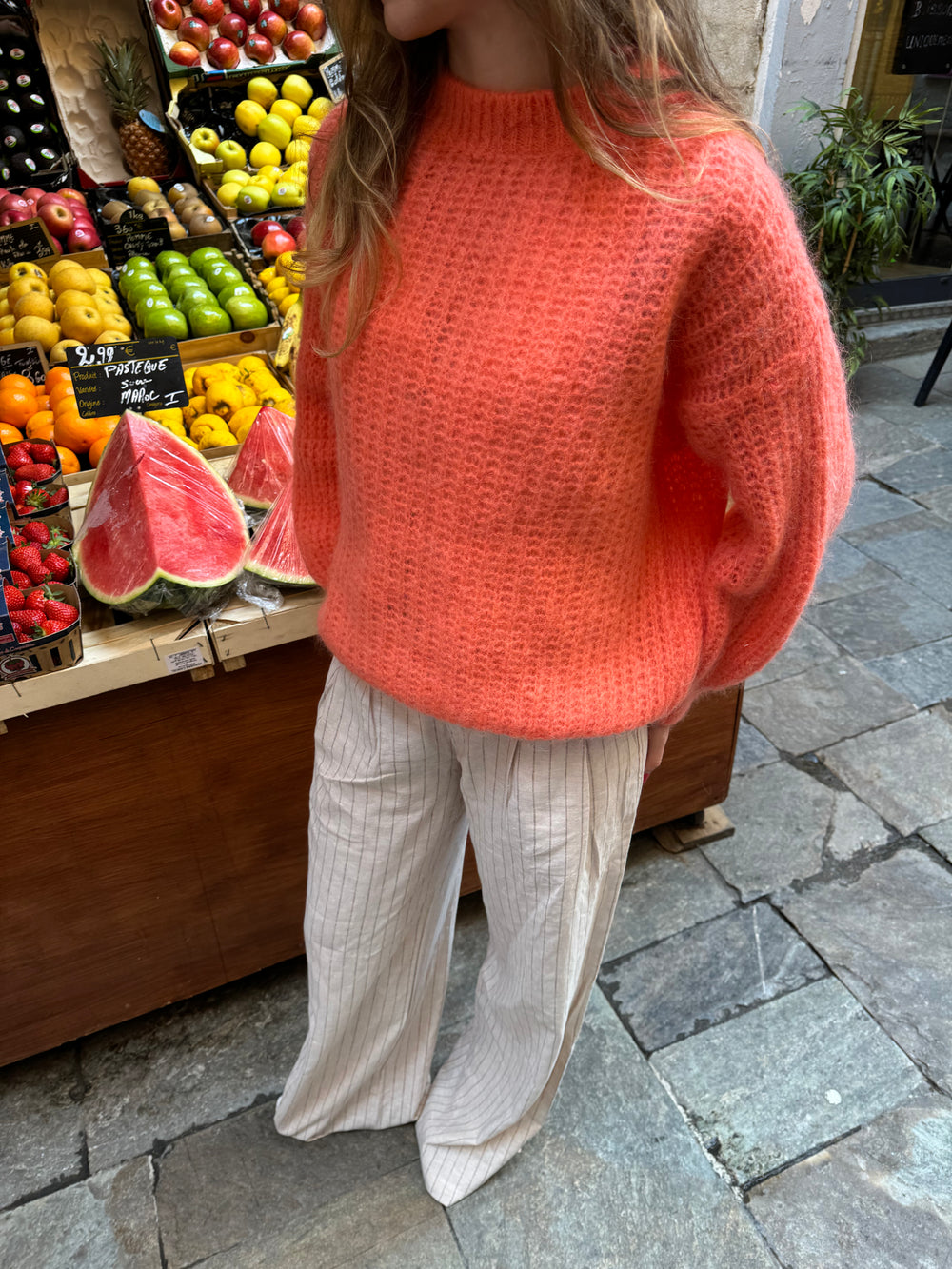 Elina striktrøje - Koral orange