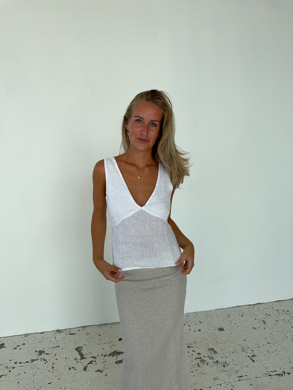Emina hørtop - Hvid