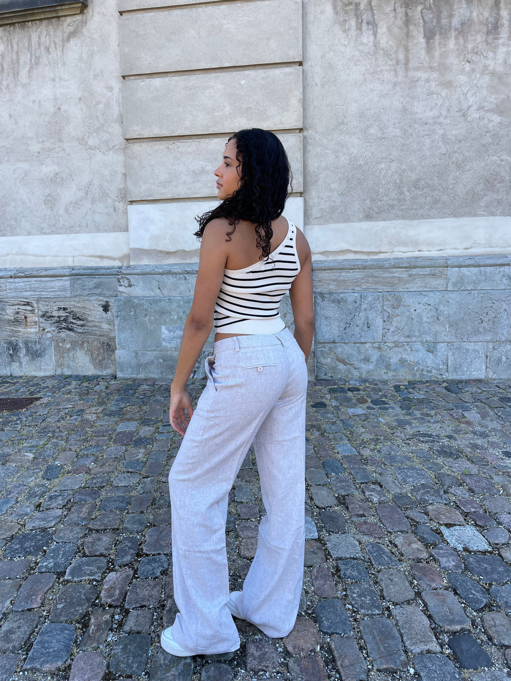 Herringbone bukser - Beige/hvid