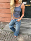 Alaia lavtaljede jeans med lyndetalje - Lys denim